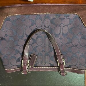 Coach Signature Tote in Brown and Burgundy